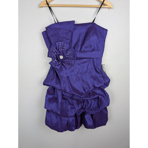 Jodi Kristopher Dress Womens 13 Strap Mini Floral Crystal Accents NWT Prom - Picture 1 of 10